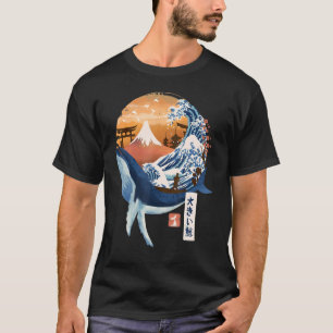 Camiseta El Gran Océano Ballena Ola El Monte Fuji Paisaje D