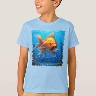 Camiseta ¡El gran pez dorado blanco asesino come un tiburón