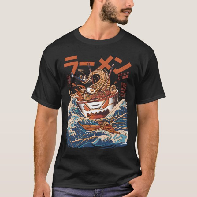 Camiseta El gran Ramen de Kanagawa Black (Anverso)