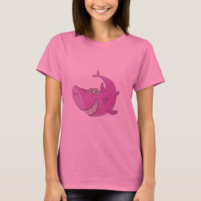 Camiseta El gran tiburón Personalizado rosado (Anverso)