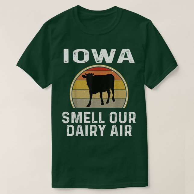 Camiseta El Granjero De Leche De Iowa Huele Nuestra Vaca Re (Diseño del anverso)