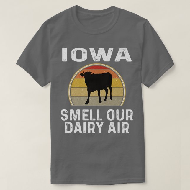 Camiseta El Granjero De Leche De Iowa Huele Nuestra Vaca Re (Diseño del anverso)