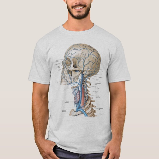 Camiseta El gris de la anatomía del cráneo y de la espina (Anverso)