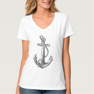 Camiseta El Grunge náutico de la aguafuerte del ancla del