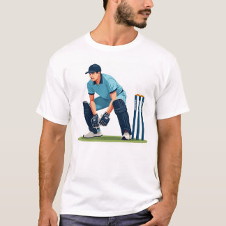 Camiseta El guardián del cricket en acción atrae la pelota