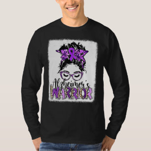 Camiseta El guerrero de Alzheimer, Messy Bun, blanqueó el A