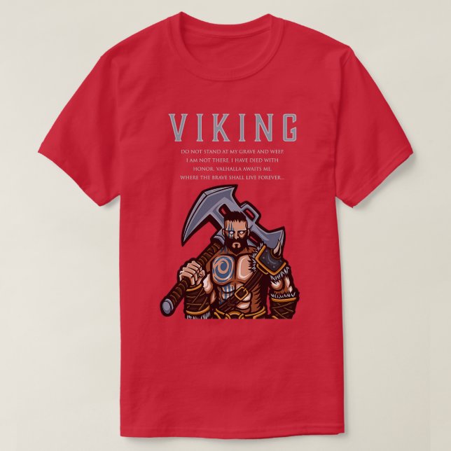 Camiseta El guerrero vikino Valhalla me espera donde los va (Diseño del anverso)