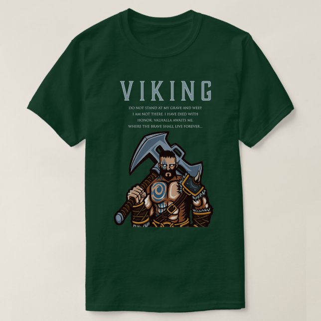 Camiseta El guerrero vikino Valhalla me espera donde los va (Diseño del anverso)
