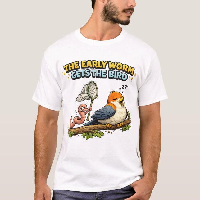 Camiseta El Gusano Temprano Consigue el Pájaro (Anverso)