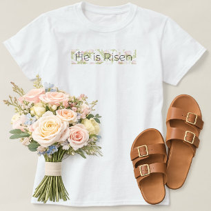 Camiseta Él ha resucitado Cruces cristianas 3 Pascua Floral
