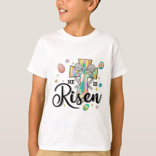 Camiseta Él ha resucitado Cruz Coqueta Lazo Huevos Cristian