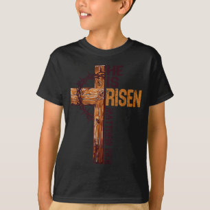 Camiseta Él ha resucitado Cruz cristiana Jesús Versículo bí