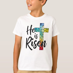 Camiseta Él ha resucitado, Cruz de vidrio tintado - Graphic