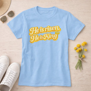 Camiseta Él ha Resucitado Él es Rey Fuente Retro Pascua Cri