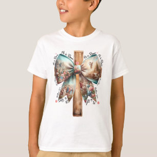 Camiseta Él ha resucitado Jesús Coqueta Lazo Cruz de Pascua