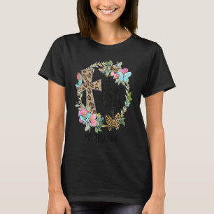 Camiseta Él ha resucitado Jesús cristiano floral leopardo c