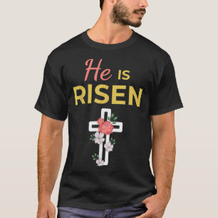 Camiseta Él ha resucitado Jesús Feliz Pascua Cruz Fe Cristi