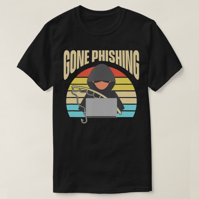 Camiseta El hacker retro se fue de phishing (Diseño del anverso)