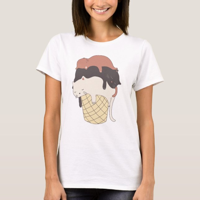 Camiseta El helado de gatos es gracioso (Anverso)