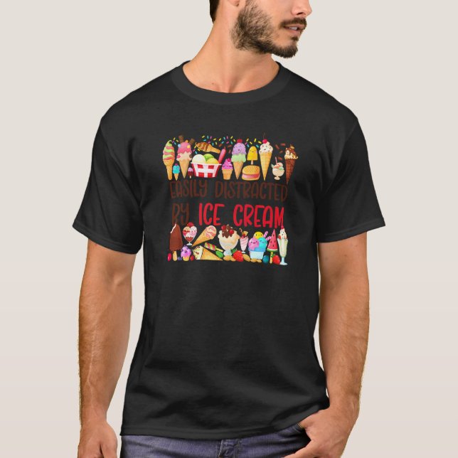 Camiseta El Helado Distrae Fácilmente El Popsicle De Cono D (Anverso)
