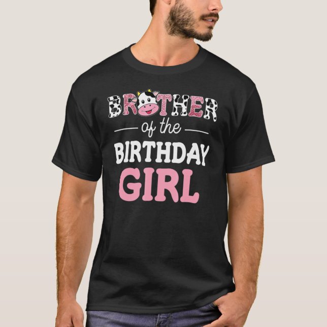 Camiseta El Hermano De La Chica De Cumpleaños Cow Papi Papa (Anverso)