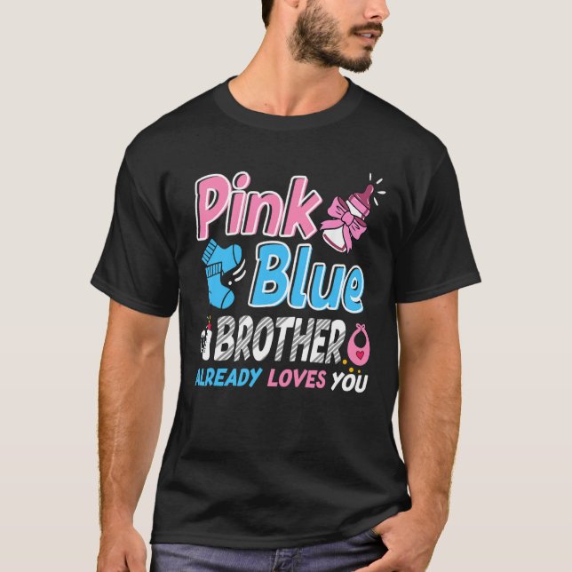 Camiseta El Hermano Rosa O Azul Ama A Su Bebé (Anverso)
