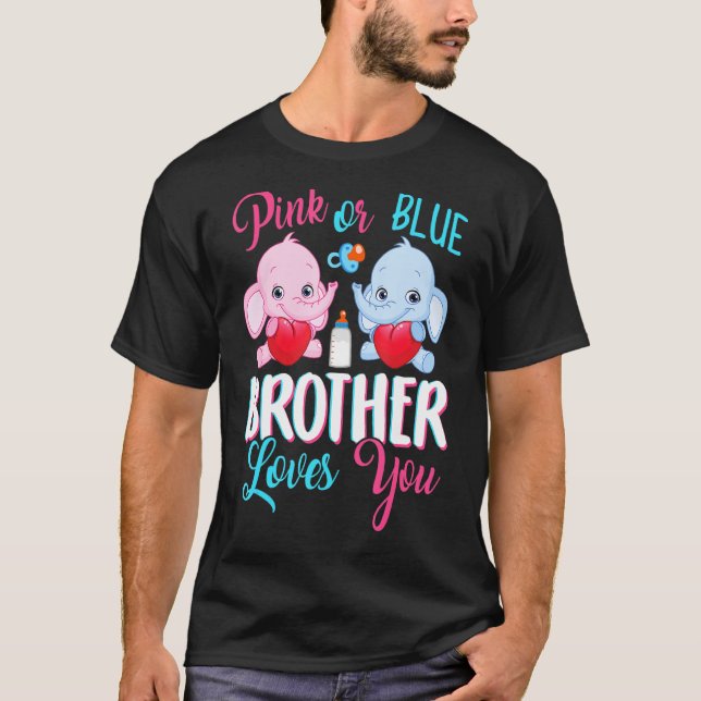 Camiseta El Hermano Rosa O Azul Le Ama A Los Elefantes Gend (Anverso)