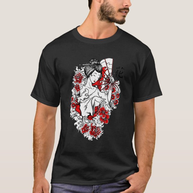 Camiseta El hermoso Chica japonés Geisha Japón Kimono Desig (Anverso)