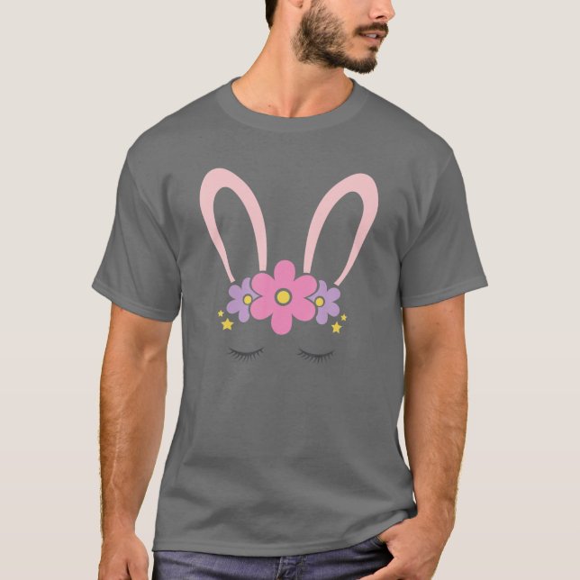 Camiseta El hermoso Conejo Face Conejo De Semana Santa Flor (Anverso)