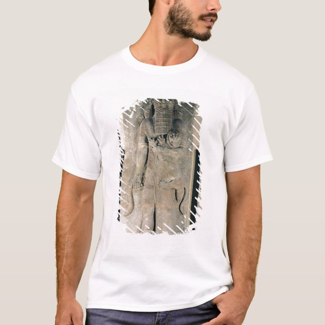 Camiseta El héroe Gilgamesh que sostiene un león (Anverso)