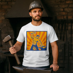 Camiseta El herrero Hammering Retro Strongman Labor
