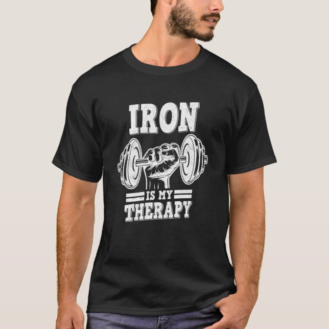 Camiseta El Hierro Es Mi Terapia Dumbbell Muslo Aumento De  (Anverso)