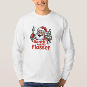 Camiseta El hilo dental favorito de Santa Navidad Dentista 