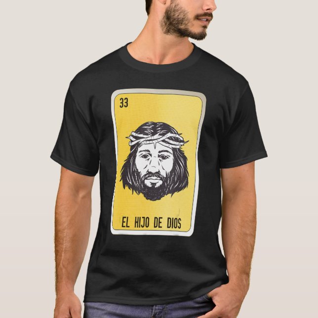 Camiseta El Hio De Dios Cartas De Bingo De Lottery Mexicano (Anverso)