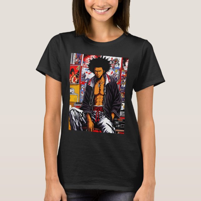 Camiseta El Hip-hop Afro90 de Samurai Afro Chill Lofi (Anverso)