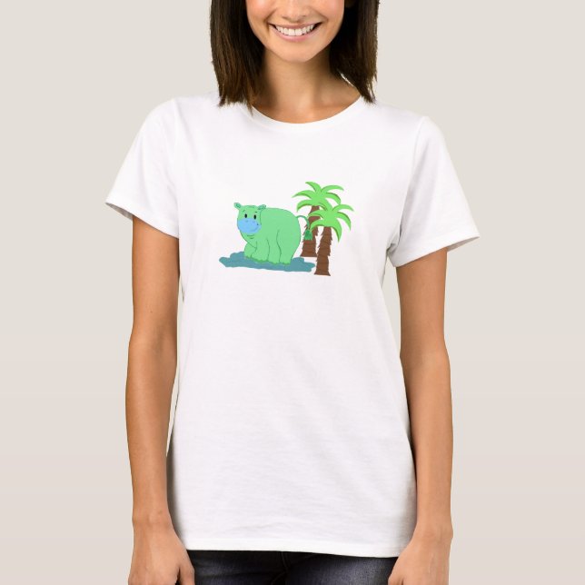 Camiseta El hipopótamo verde en el agua (Anverso)