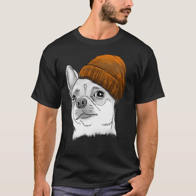 Camiseta El Hipster Chihuahua B&amp W Chihuahua (Anverso)