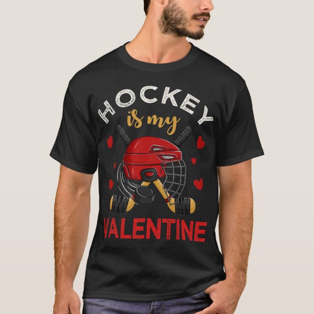 Camiseta El hockey es mi Día de San Valentín de enamorados  (Anverso)
