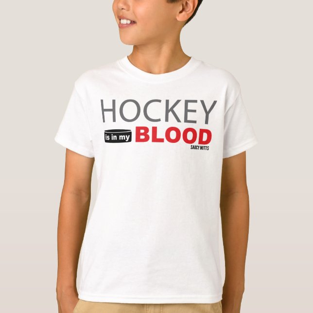 Camiseta El hockey está en mi hockey sobre sangre juvenil (Anverso)