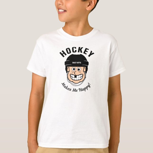 Camiseta El hockey me hace feliz jugador divertido de hocke (Anverso)
