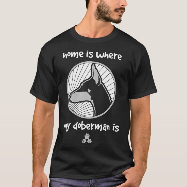 Camiseta El Hogar Es Donde Mi Doberman Es Azul 683 (Anverso)