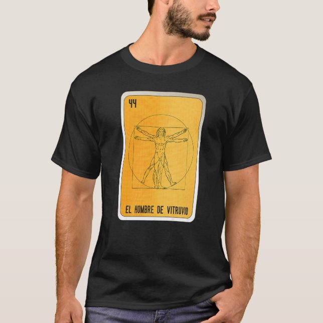 Camiseta El hombre de vitruvio Bingo de jerga mexicana (Anverso)