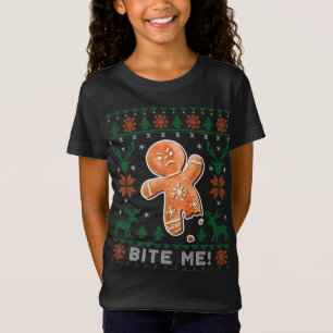 Camiseta El hombre del pan de jengibre me muerde - Navidade