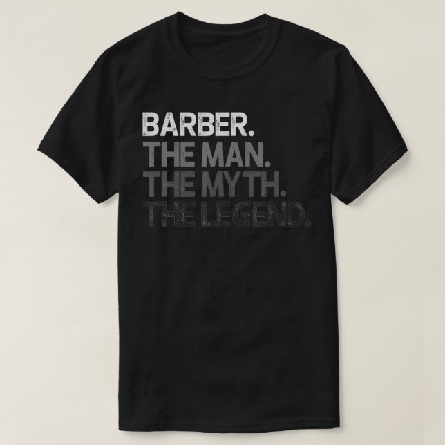 Camiseta El hombre del regalo de Barber de los hombres mito (Diseño del anverso)