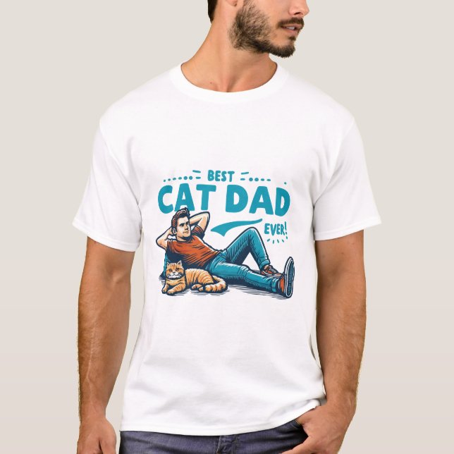 Camiseta El hombre descansa con un gato relajado (Anverso)