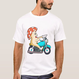 Camiseta El hongo como ciclista con motocicleta