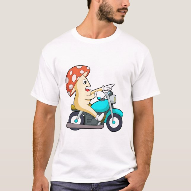 Camiseta El hongo como ciclista con motocicleta (Anverso)
