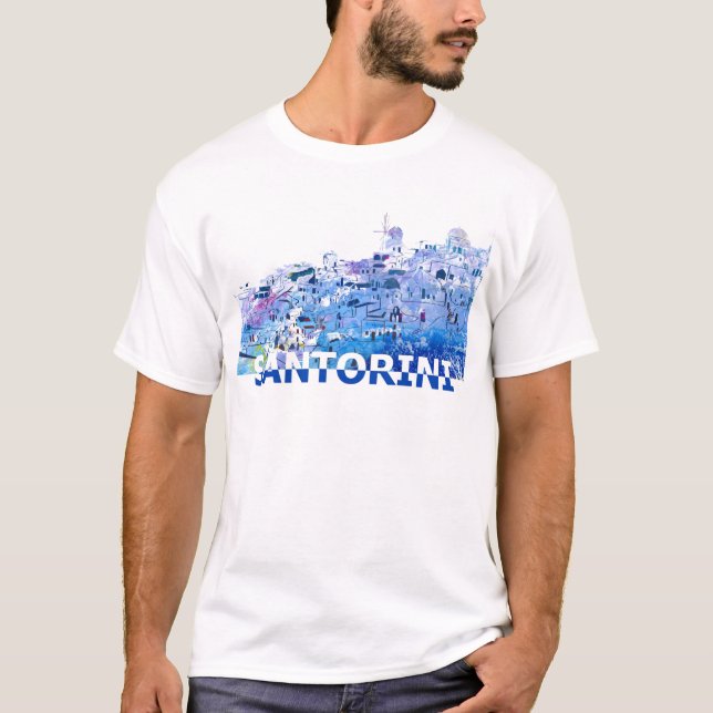 Camiseta El horizonte de Santorini en limpio Scissor estilo (Anverso)