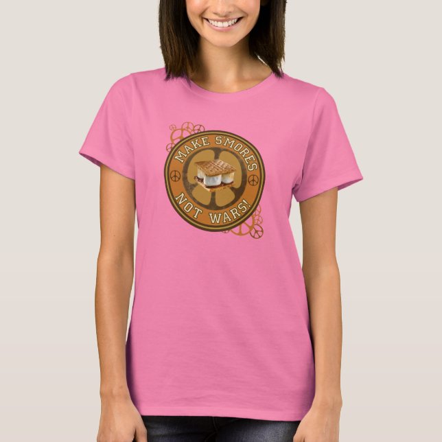 Camiseta El humor antibélico de Make S'mores Not Wars (Anverso)