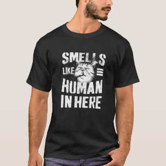 Camiseta El Humor De Gato Gracioso Huele Como Humano En Aqu